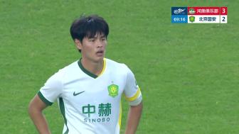 [进球视频]国安再追一球！塞鸟头球中柱，19岁邓捷夫补射破门